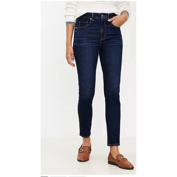 Ann Taylor LOFT Denim - Loft High Rise Modern Straight in Classic Dark Indigo Wash -women’s O/ 25